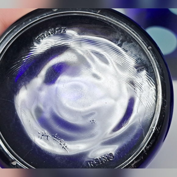 Vintage Reims Cobalt Blue Polk A Dot Low Ball Glasses - Picture 3 of 3